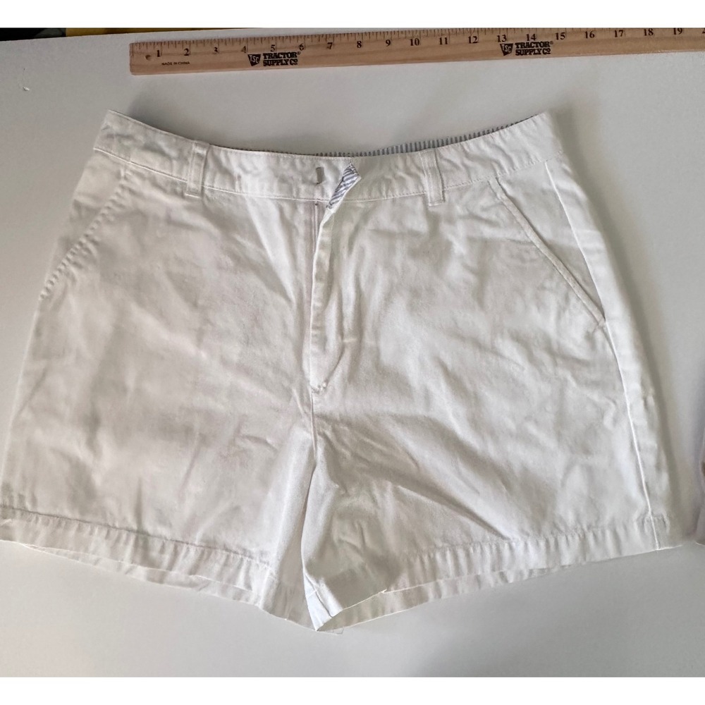 Tommy Hilfiger Womens Chino Shorts Bundle Size 12 Pleated Khaki White Cotton 2Pk - Picture 9 of 10